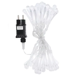 Niskonapięciowe lampki choinkowe 50led w kształcie kropli deszczu 5m+3m ciepłe